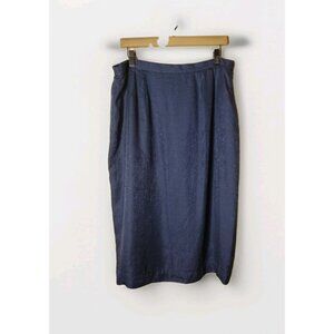 Vintage Skirt 16 Silk Lined Zip Blue
